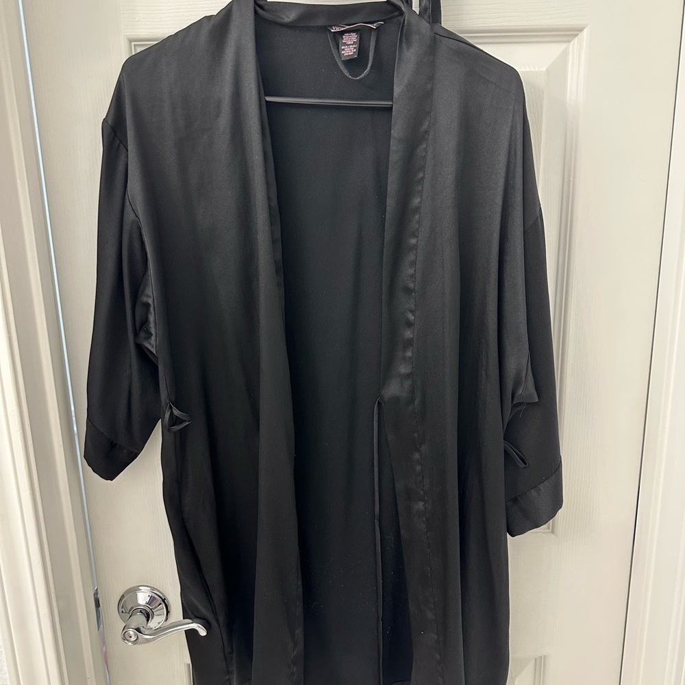 Victoria’s Secret Black Short Satin Robe